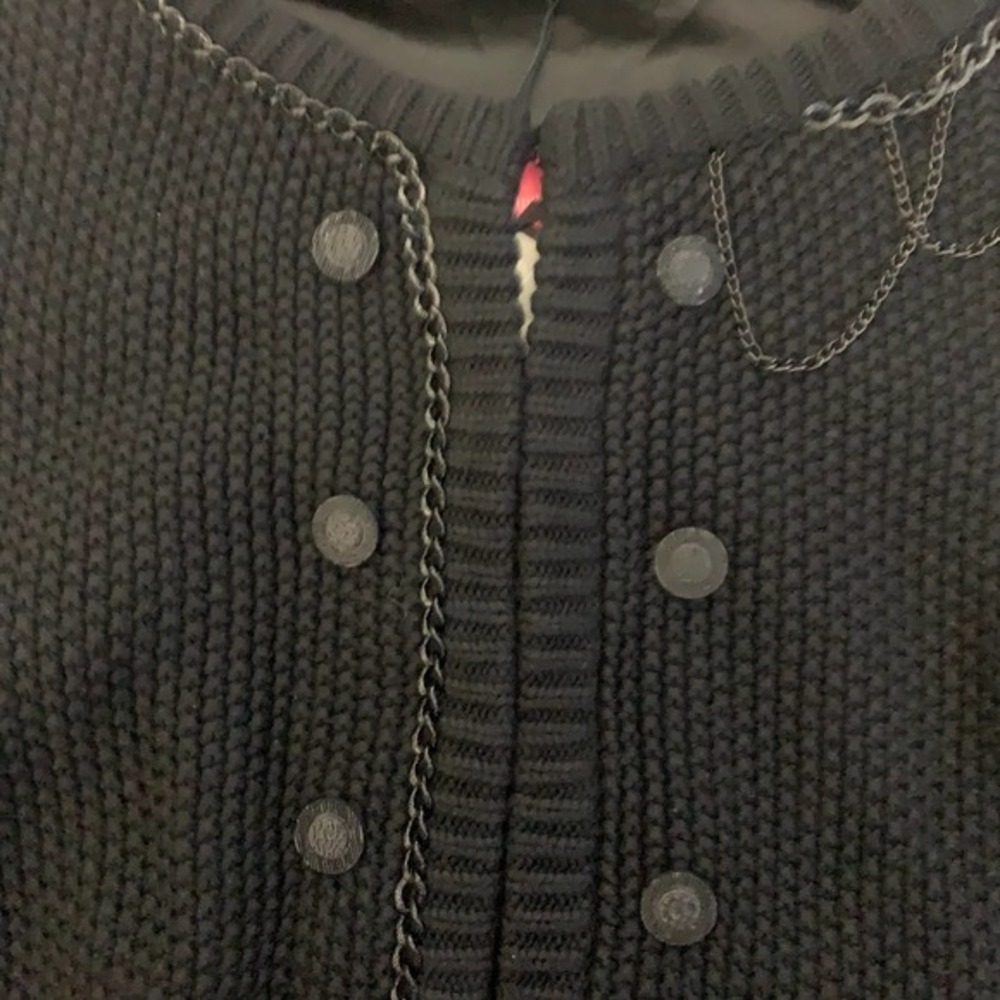 YOANA BARASCHI‎ Black Knit Chain Cardigan Sweater - NWT - Picture 4 of 16